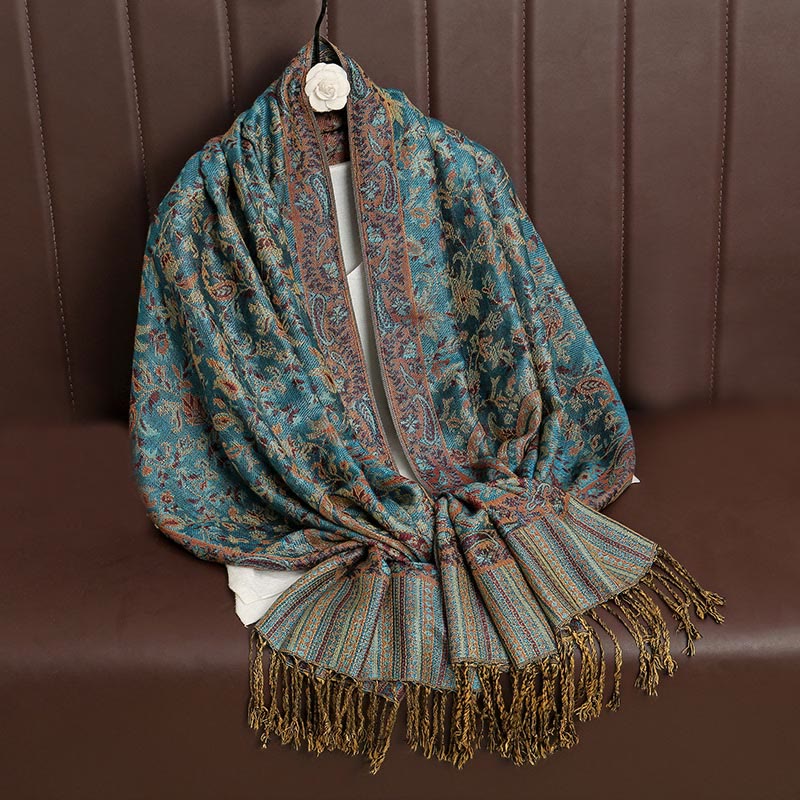 Buddha Stones Ethnic Daily Tibetan Paisley Pattern Tassel Cozy Scarf Shawl - image 23