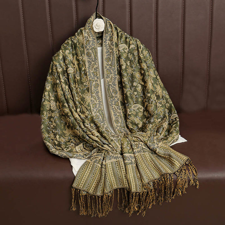Buddha Stones Ethnic Daily Tibetan Paisley Pattern Tassel Cozy Scarf Shawl - image 19