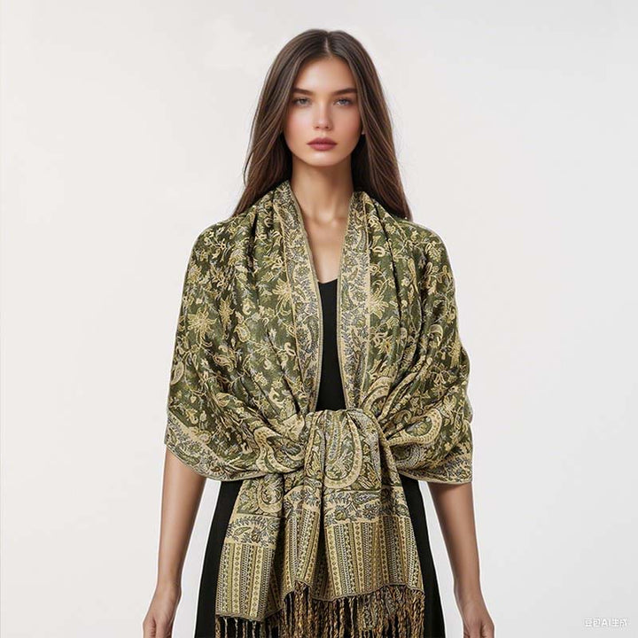 Buddha Stones Ethnic Daily Tibetan Paisley Pattern Tassel Cozy Scarf Shawl - image 18
