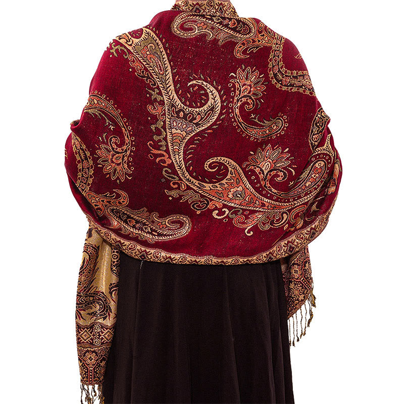 Buddha Stones Bohemia Style Tibetan Paisley Floral Pattern Tassel Cozy Scarf Shawl - image 10