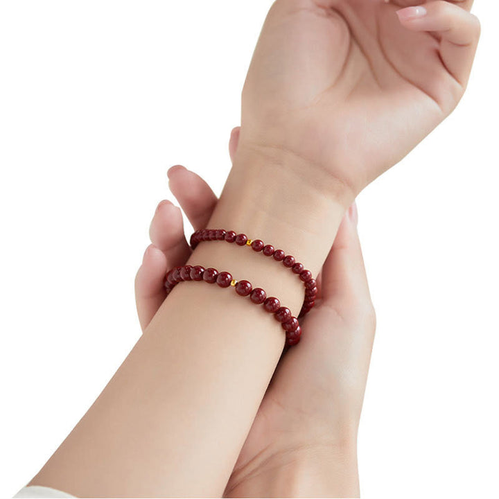 Buddha Stones 999 Gold Cinnabar Simple Design Concentration Bracelet - image 18