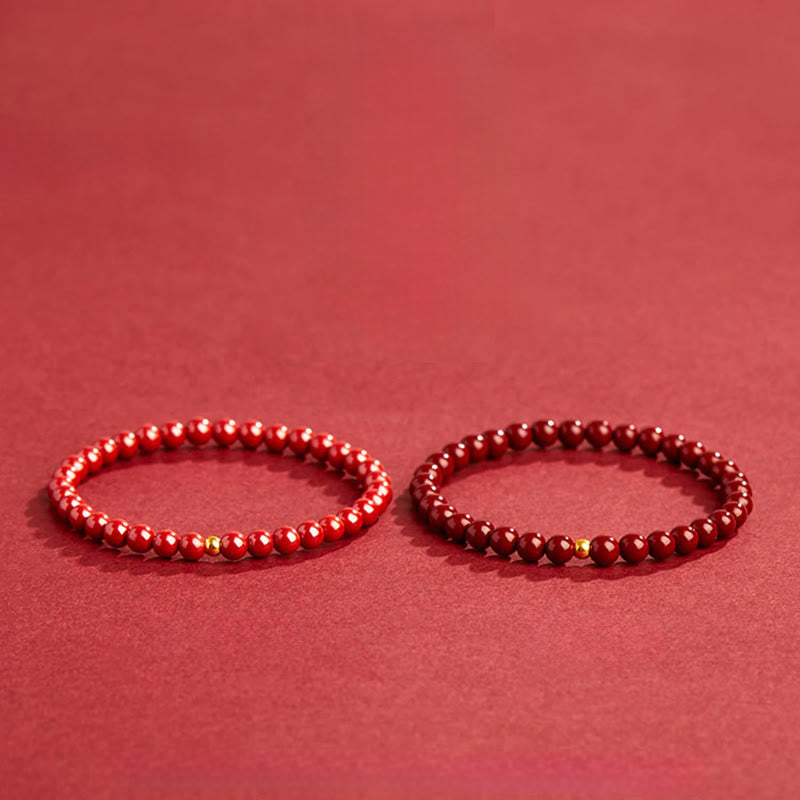 Buddha Stones 999 Gold Cinnabar Simple Design Concentration Bracelet - image 13