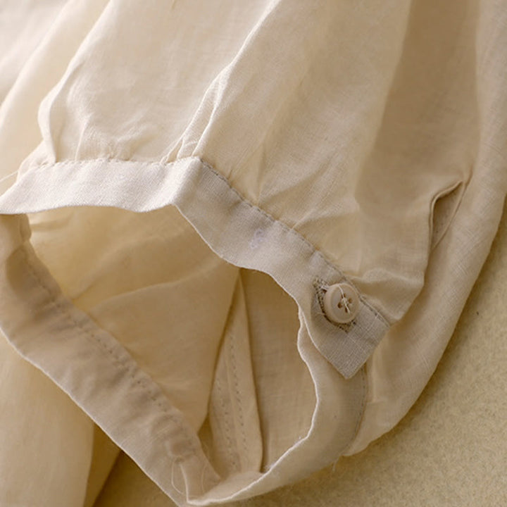 Buddha Stones Casual Women's Plain Frog Buckle Design Half Sleeve Shirt - image 11