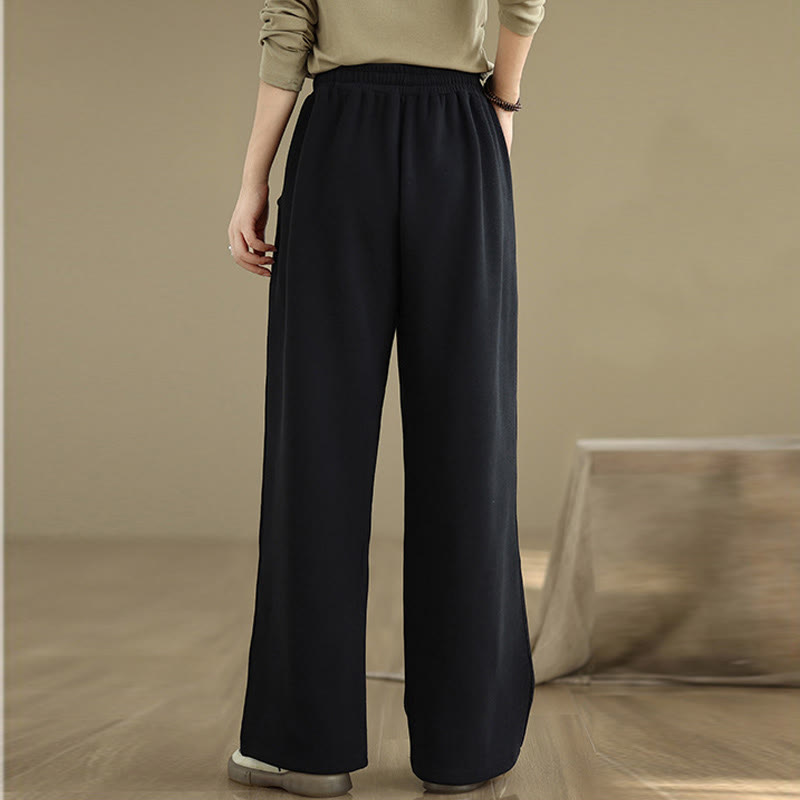 Buddha Stones Solid Color Drawstring Women's Wide Leg Pants With Pockets - image 11