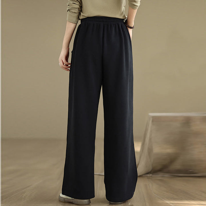 Buddha Stones Solid Color Drawstring Women's Wide Leg Pants With Pockets - image 11