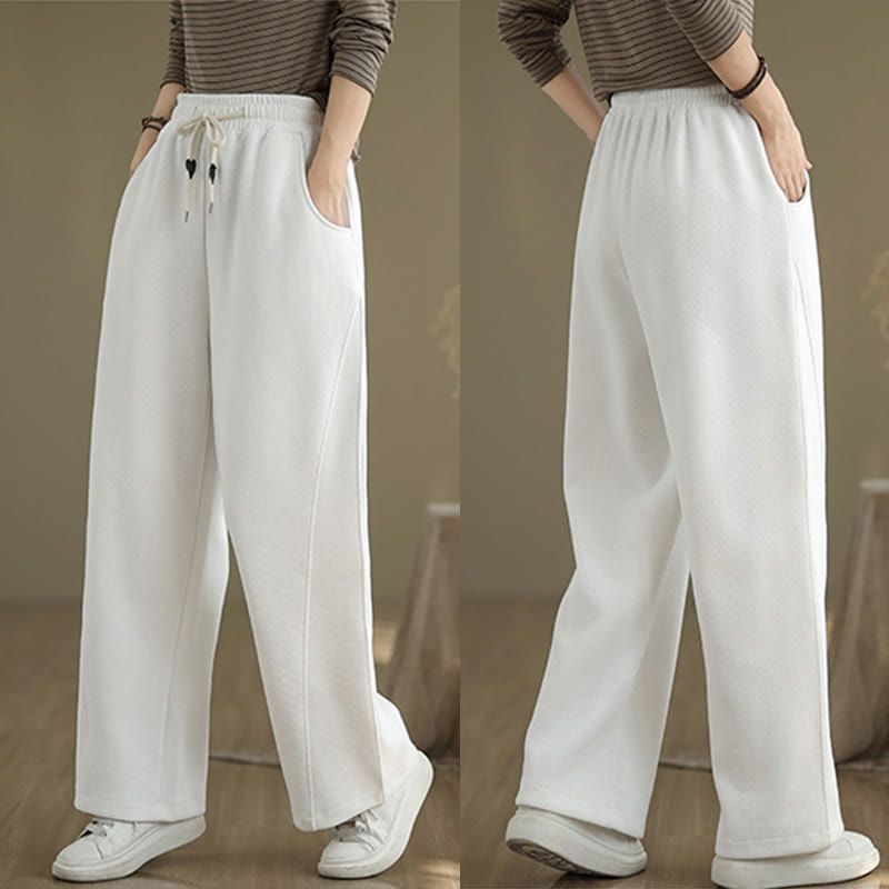 Buddha Stones Solid Color Drawstring Women's Wide Leg Pants With Pockets - image 17