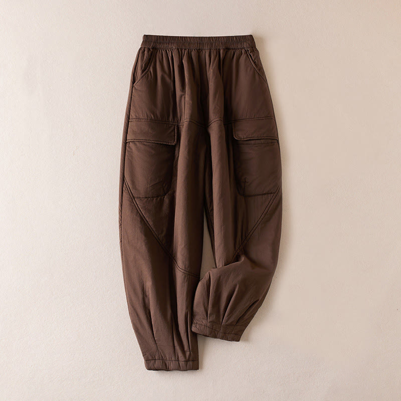Buddha Stones Plain Women's Harem Thick Pants With Pockets - SaddleBrown - US8-10，UK/AU12-14，EU40-42 (2XL) - image 8