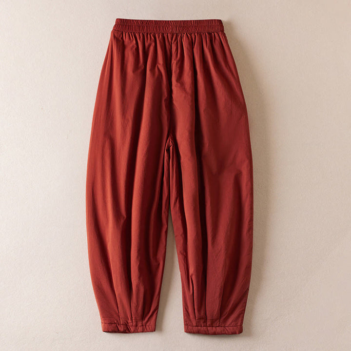Buddha Stones Plain Cotton-padded Women's Harem Cotton Thick Pants With Pockets - image 16