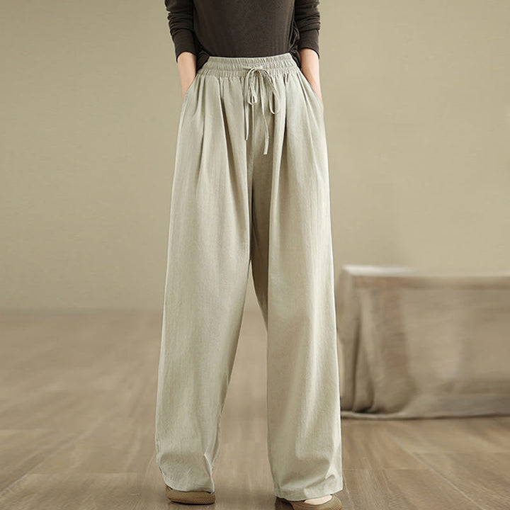 Buddha Stones Casual Straight-leg Women's Cotton Pants With Pockets - image 2