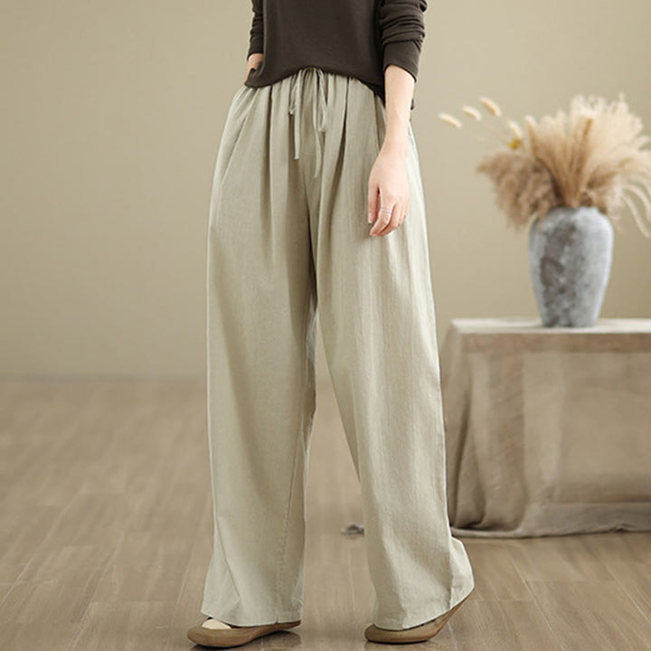 Buddha Stones Casual Straight-leg Women's Cotton Pants With Pockets - image 1