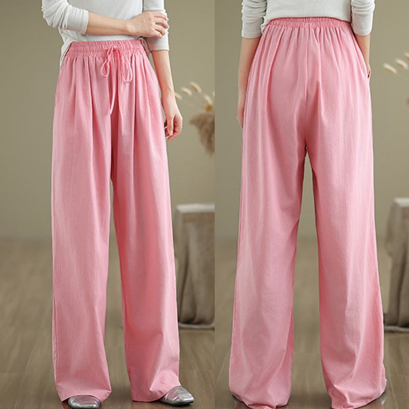 Buddha Stones Casual Straight-leg Women's Cotton Pants With Pockets - image 18