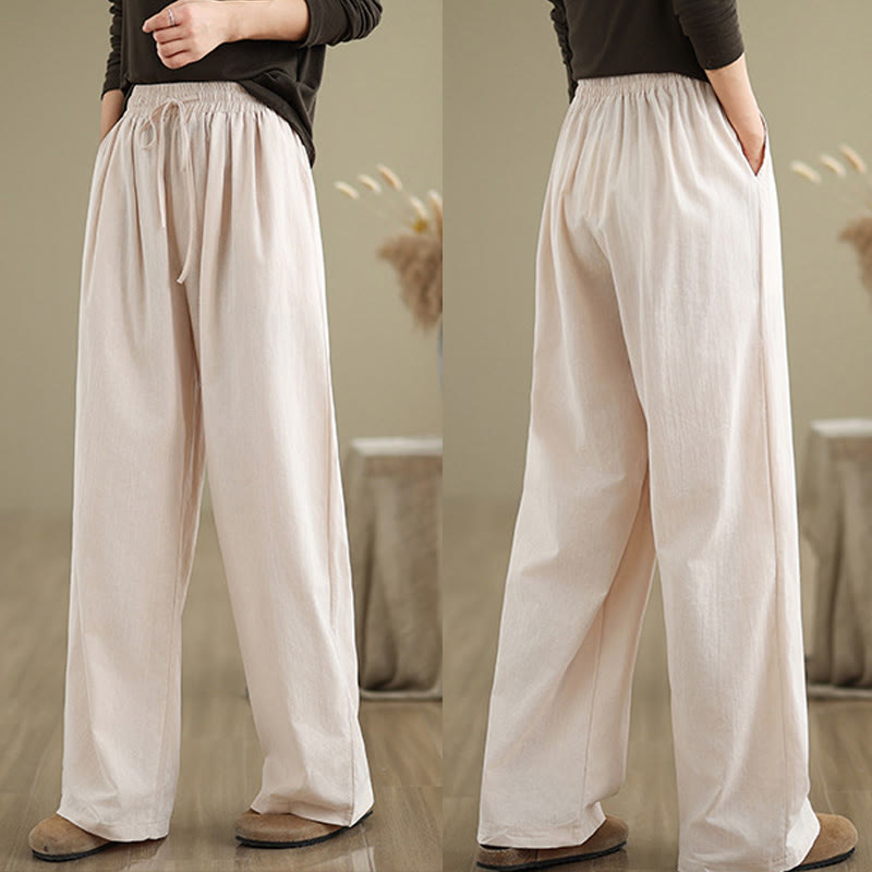 Buddha Stones Casual Straight-leg Women's Cotton Pants With Pockets - image 23