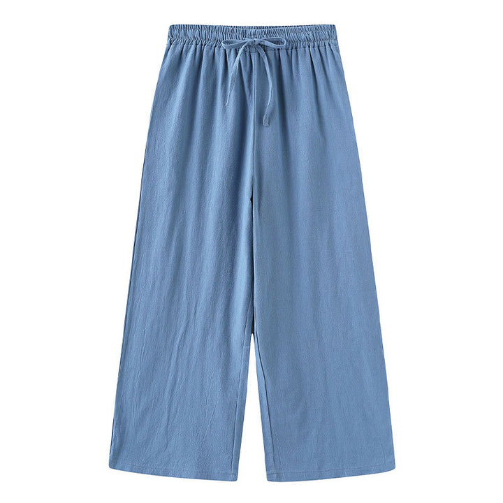 Buddha Stones 2Pcs Long Sleeve Shirt Top With Pockets Drawstring Pants Meditation Cotton Linen Clothing Women's Set - image 21