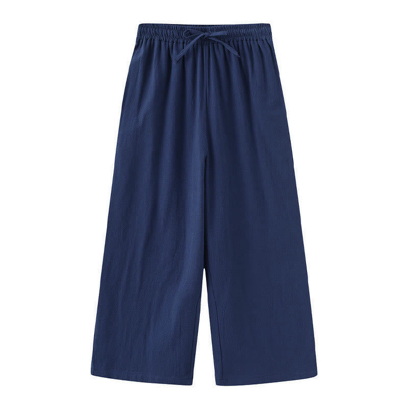 Buddha Stones 2Pcs Long Sleeve Shirt Top With Pockets Drawstring Pants Meditation Cotton Linen Clothing Women's Set - image 33