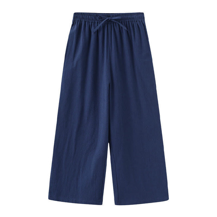 Buddha Stones 2Pcs Long Sleeve Shirt Top With Pockets Drawstring Pants Meditation Cotton Linen Clothing Women's Set - image 33