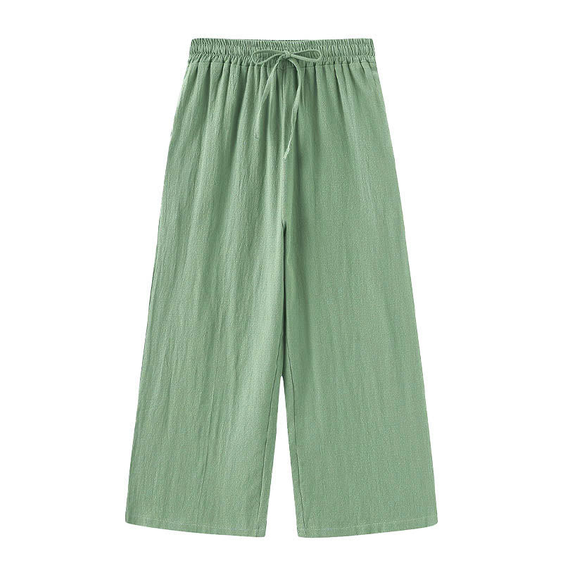 Buddha Stones 2Pcs Long Sleeve Shirt Top With Pockets Drawstring Pants Meditation Cotton Linen Clothing Women's Set - image 45