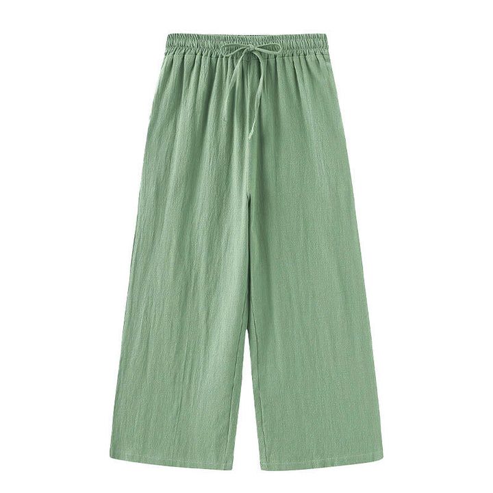 Buddha Stones 2Pcs Long Sleeve Shirt Top With Pockets Drawstring Pants Meditation Cotton Linen Clothing Women's Set - image 45