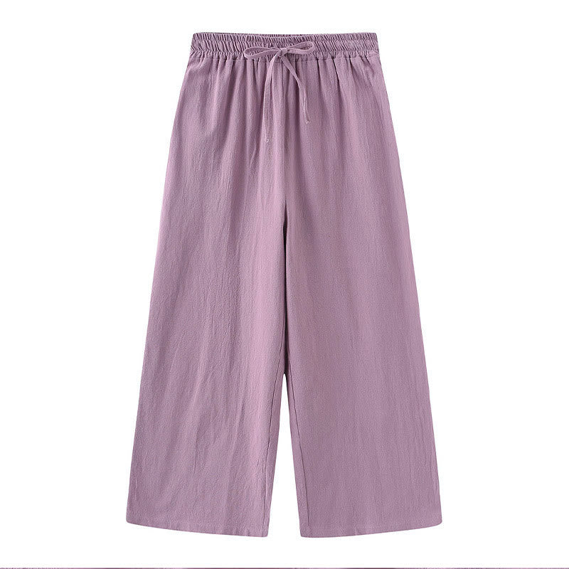 Buddha Stones 2Pcs Long Sleeve Shirt Top With Pockets Drawstring Pants Meditation Cotton Linen Clothing Women's Set - image 57