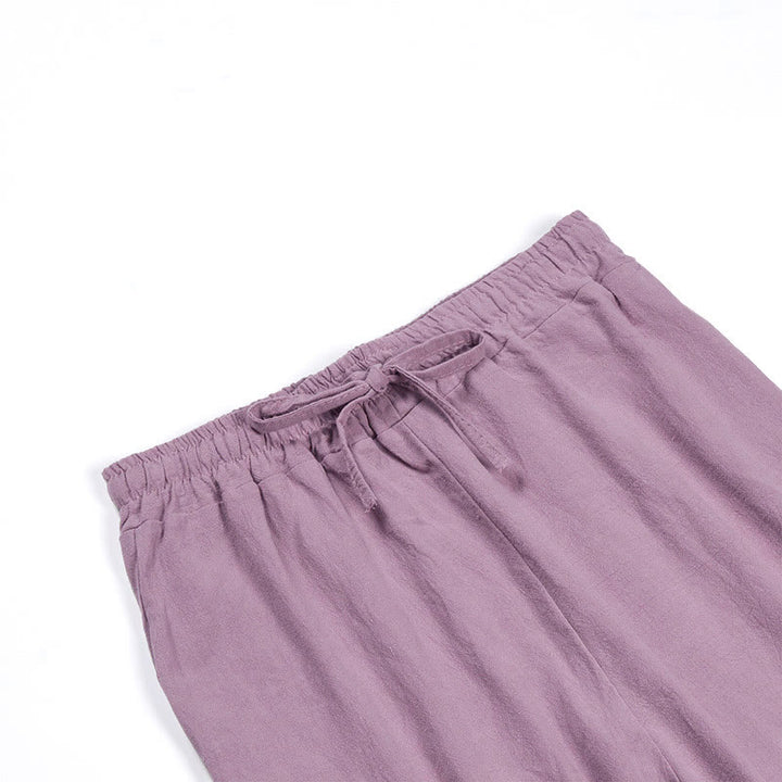 Buddha Stones 2Pcs Long Sleeve Shirt Top With Pockets Drawstring Pants Meditation Cotton Linen Clothing Women's Set - image 63