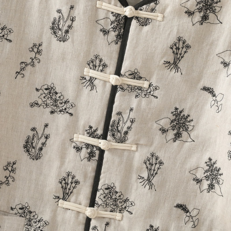 Buddha Stones Women's Printing Frog-button Long Sleeve Cotton Padded Jacket With Pockets - image 4