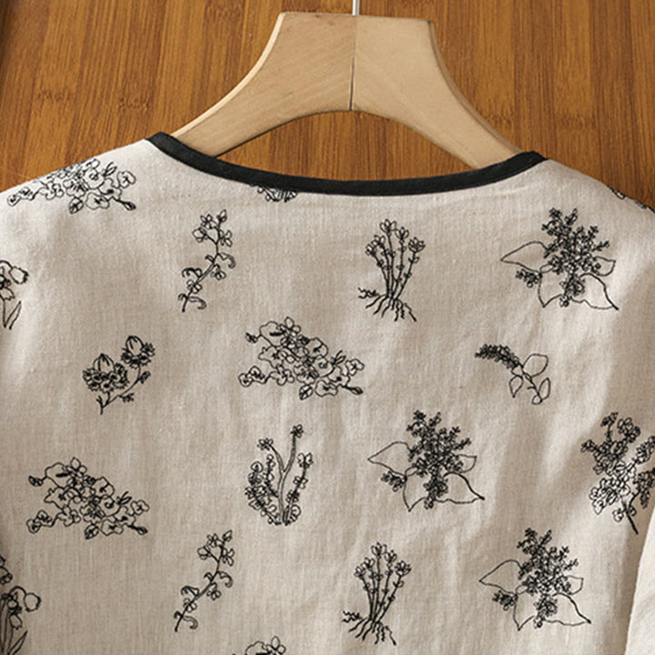 Buddha Stones Women's Printing Frog-button Long Sleeve Cotton Padded Jacket With Pockets - image 3