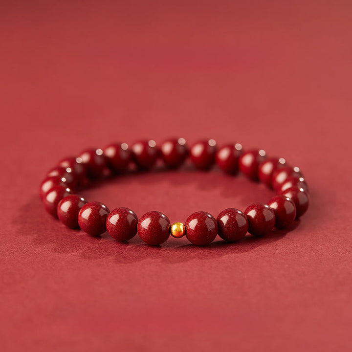 Buddha Stones 925 Sterling Silver Cinnabar Beads Blessing Bracelet - 8mm Cinnabar&5mm 925 Sterling Silver - image 8