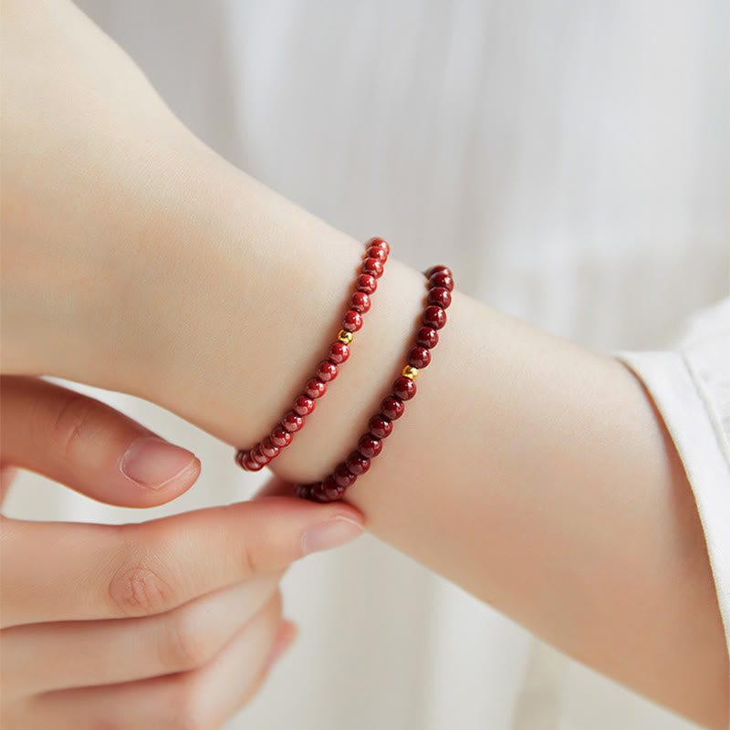 Buddha Stones 925 Sterling Silver Cinnabar Beads Blessing Bracelet - image 15