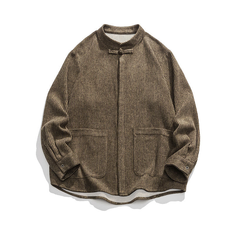 Buddha Stones Solid Color Frog-Button Long Sleeve Men's Cotton Corduroy Jacket With Pockets - image 9