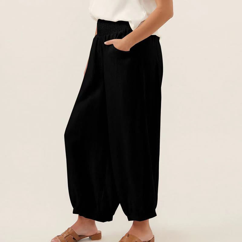 Buddha Stones Plain Color Women's Harem Pants With Pockets - image 3