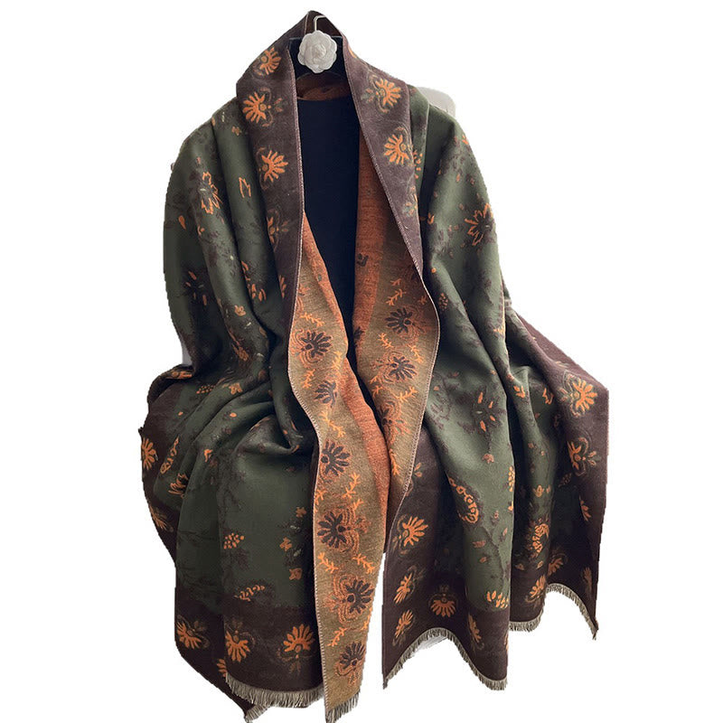 Buddha Stones Thickened Winter Paisley Flowers Vines Pattern Soft Scarf Shawl - image 18