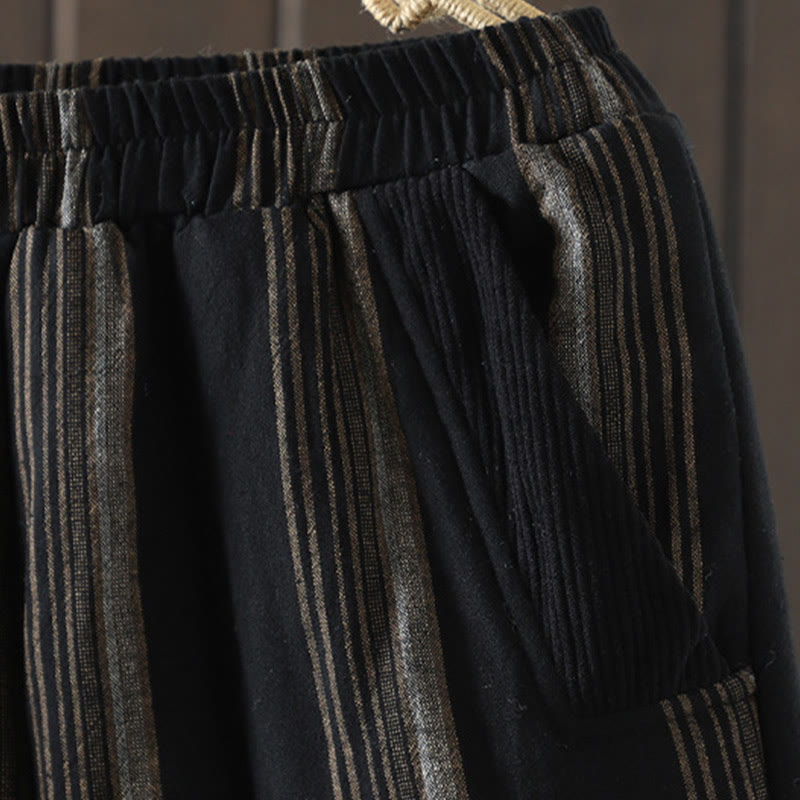 Buddha Stones Commute Thermal Striped Cotton Corduroy Women's Harem Padded Pants With Pockets - image 11