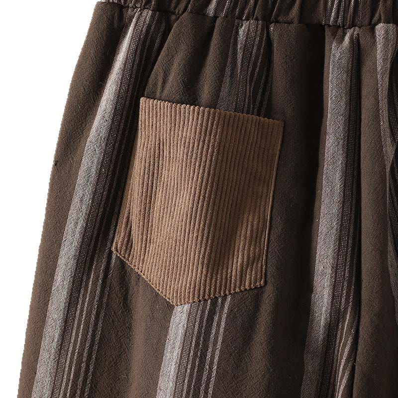 Buddha Stones Commute Thermal Striped Cotton Women's Harem Pants With Pockets - image 8