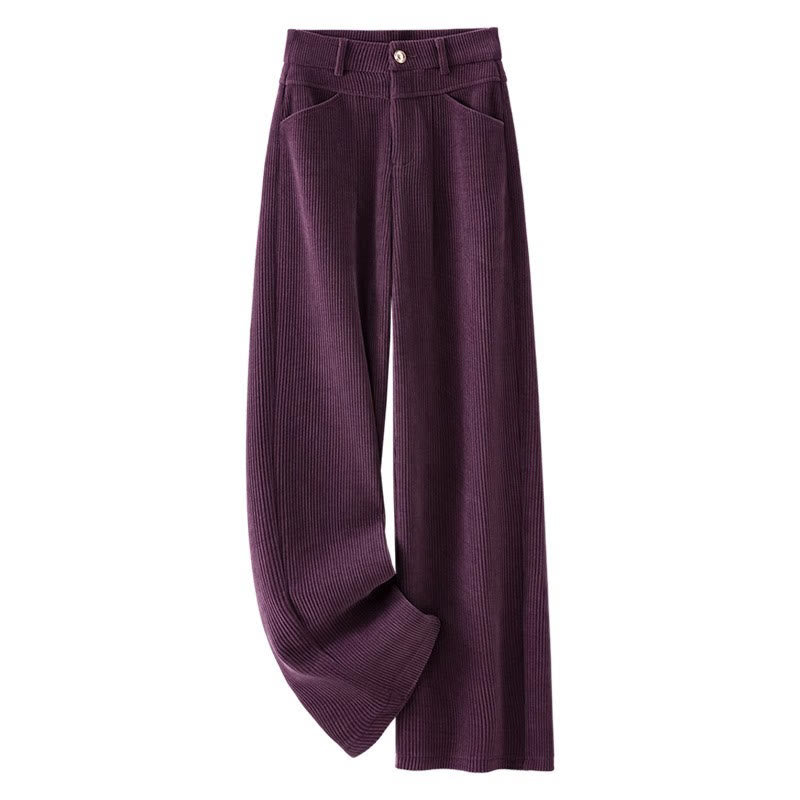 Buddha Stones Winter Straight Leg Design Cotton Corduroy Women's Wide Leg Pants With Pockets - image 11