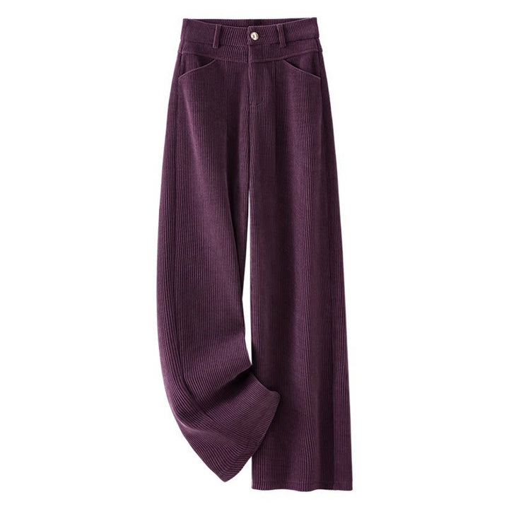 Buddha Stones Winter Straight Leg Design Cotton Corduroy Women's Wide Leg Pants With Pockets - image 11