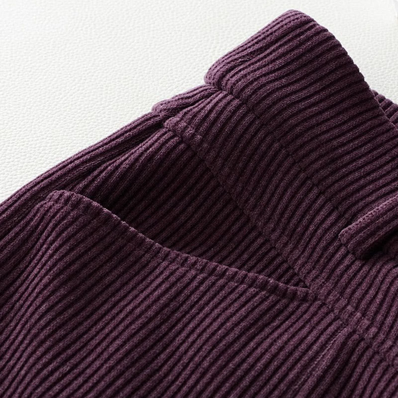 Buddha Stones Winter Straight Leg Design Cotton Corduroy Women's Wide Leg Pants With Pockets - image 8