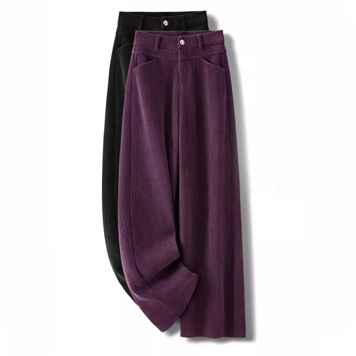 Buddha Stones Winter Straight Leg Design Cotton Corduroy Women's Wide Leg Pants With Pockets - image 14