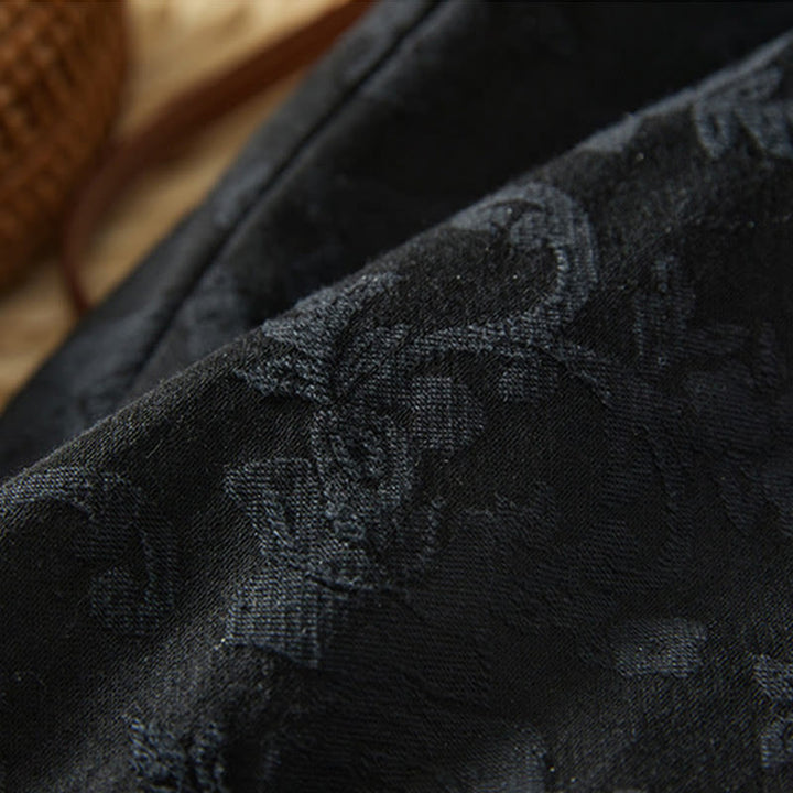 Buddha Stones Winter Thermal Jacquard Floral Pattern Women's Wide Leg Cotton Pants With Pockets - image 5