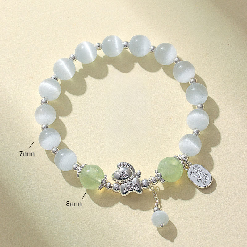 Buddha Stones Natural Cat's Eye Rose Quartz Crystal Year of the Horse Fu Character Love Bracelet - image 14