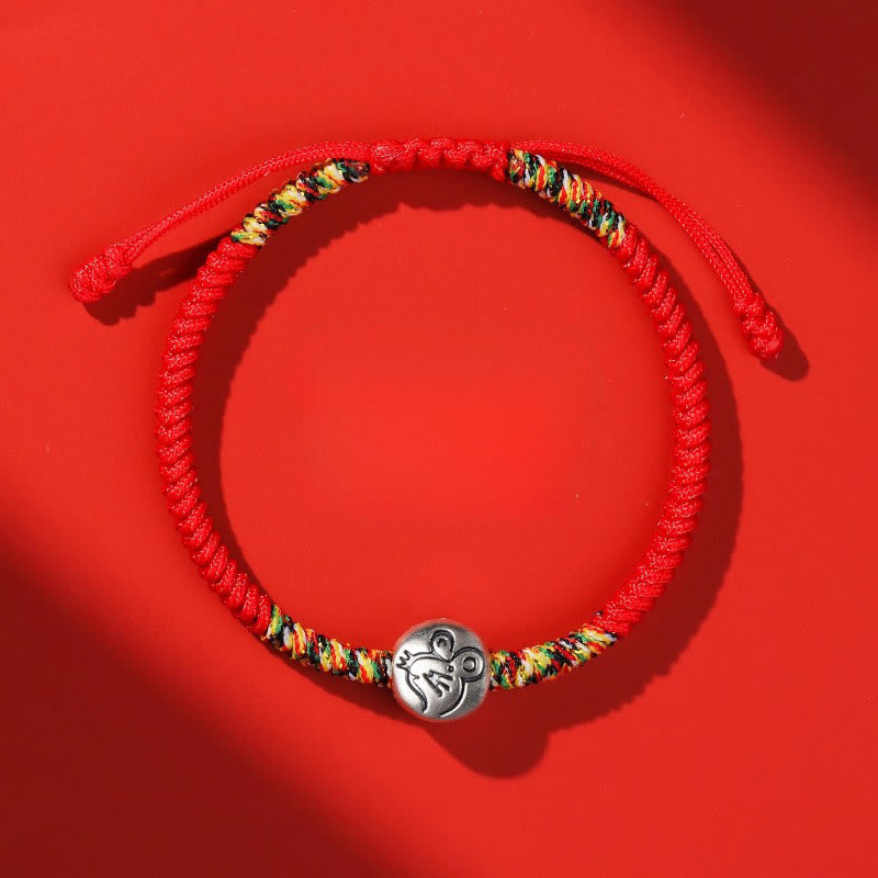 Buddha Stones 999 Sterling Silver Chinese Zodiac Horse Charm Red String Strength Braided Bracelet - Rat Red String - image 19