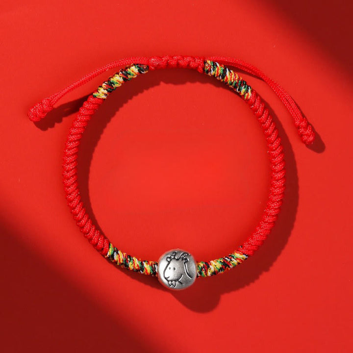 Buddha Stones 999 Sterling Silver Chinese Zodiac Horse Charm Red String Strength Braided Bracelet - Goat Red String - image 25