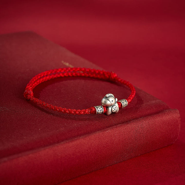 Buddha Stones Year of the Horse 999 Sterling Silver String Braided Protection Bracelet - image 2