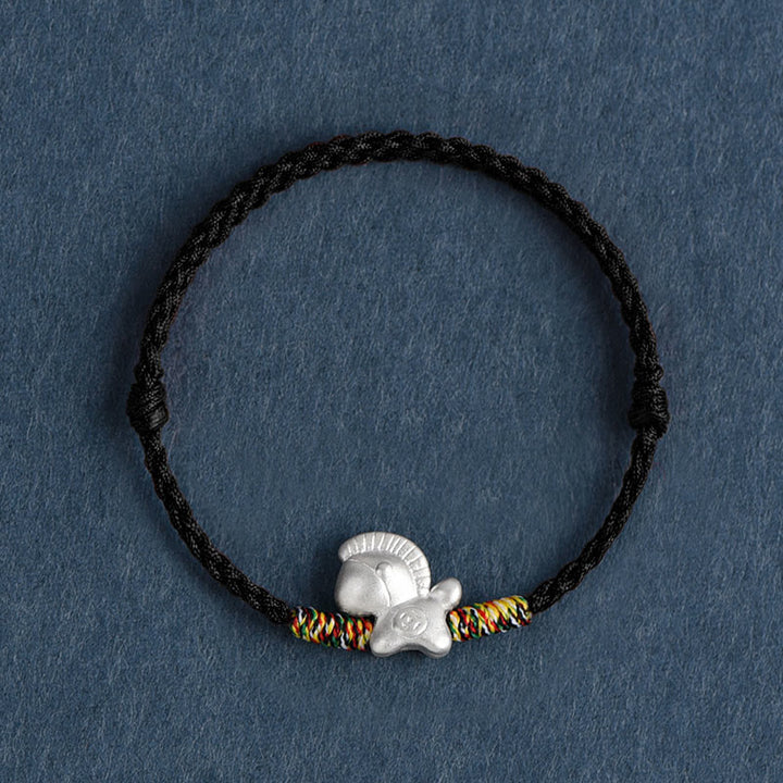Buddha Stones Year of the Horse 999 Sterling Silver Luck String Braided Bracelet Anklet - Black Anklet(Circumference 17-30cm) - image 18