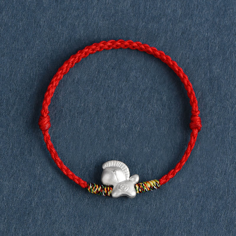 Buddha Stones Year of the Horse 999 Sterling Silver Luck String Braided Bracelet Anklet - Red Anklet(Circumference 17-30cm) - image 12