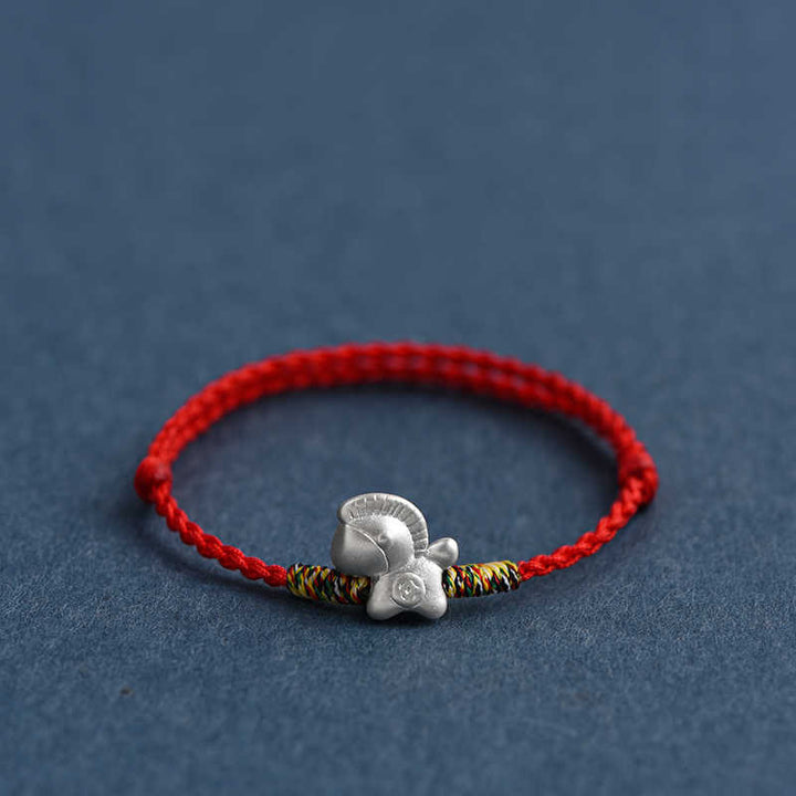 Buddha Stones Year of the Horse 999 Sterling Silver Luck String Braided Bracelet Anklet - image 2