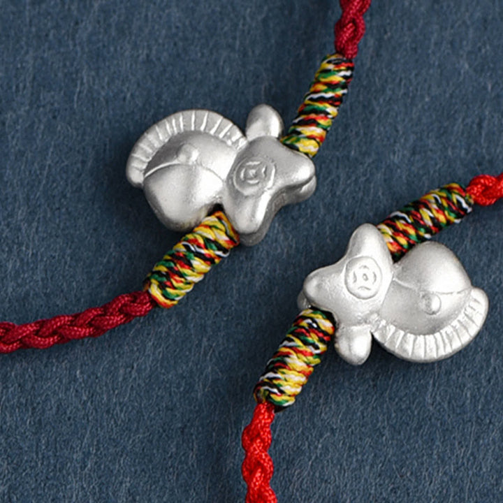 Buddha Stones Year of the Horse 999 Sterling Silver Luck String Braided Bracelet Anklet - image 5