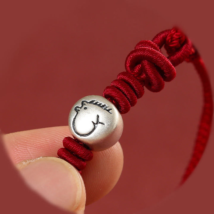 Buddha Stones Year of the Horse 999 Sterling Silver Red String Braided Connection Bracelet - image 11