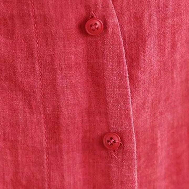 Buddha Stones Irregular Design Buttons Long Sleeve Women's Cotton Shirt - image 10