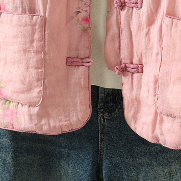 Buddha Stones Printed Women's Long Sleeve Cotton-padded Jacket With Pockets - image 12