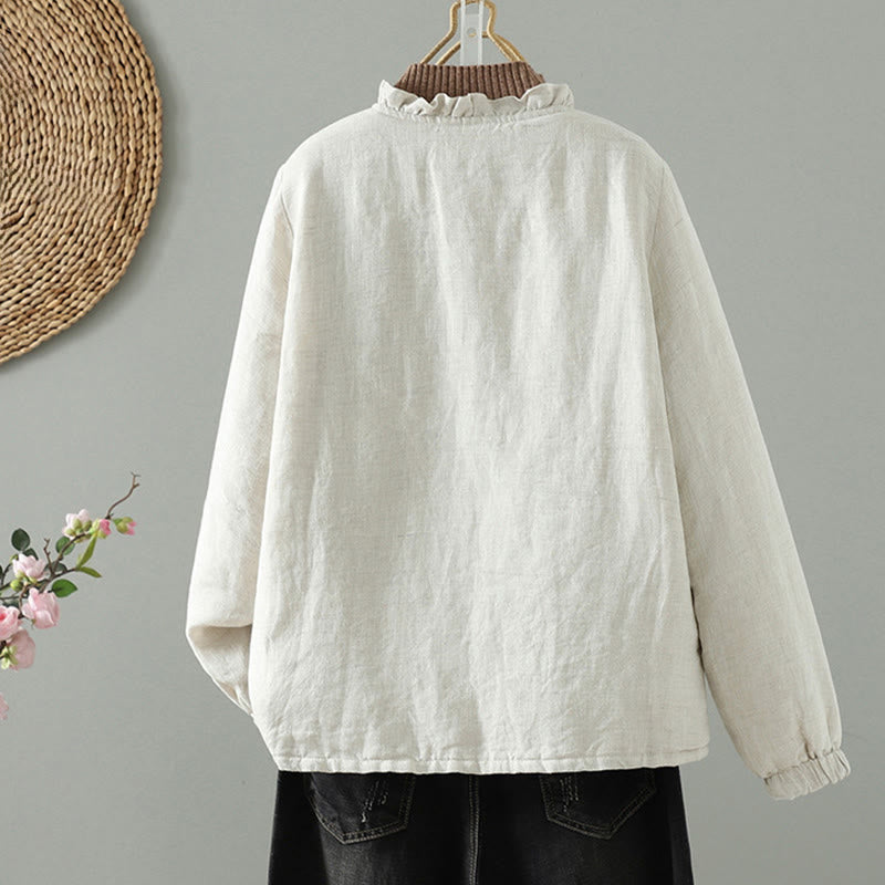 Buddha Stones Casual Buttons Women's Long Sleeve Cotton Jacket With Pockets - image 1