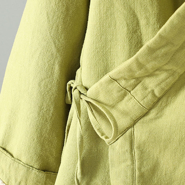 Buddha Stones Drawstring Zen Meditation Women's Long Sleeve Cotton Jacket - image 4